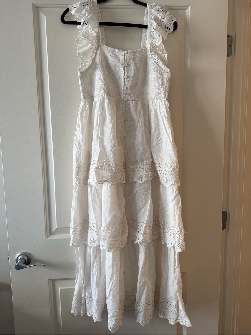 White Eyelet Tiered Maxi Dress